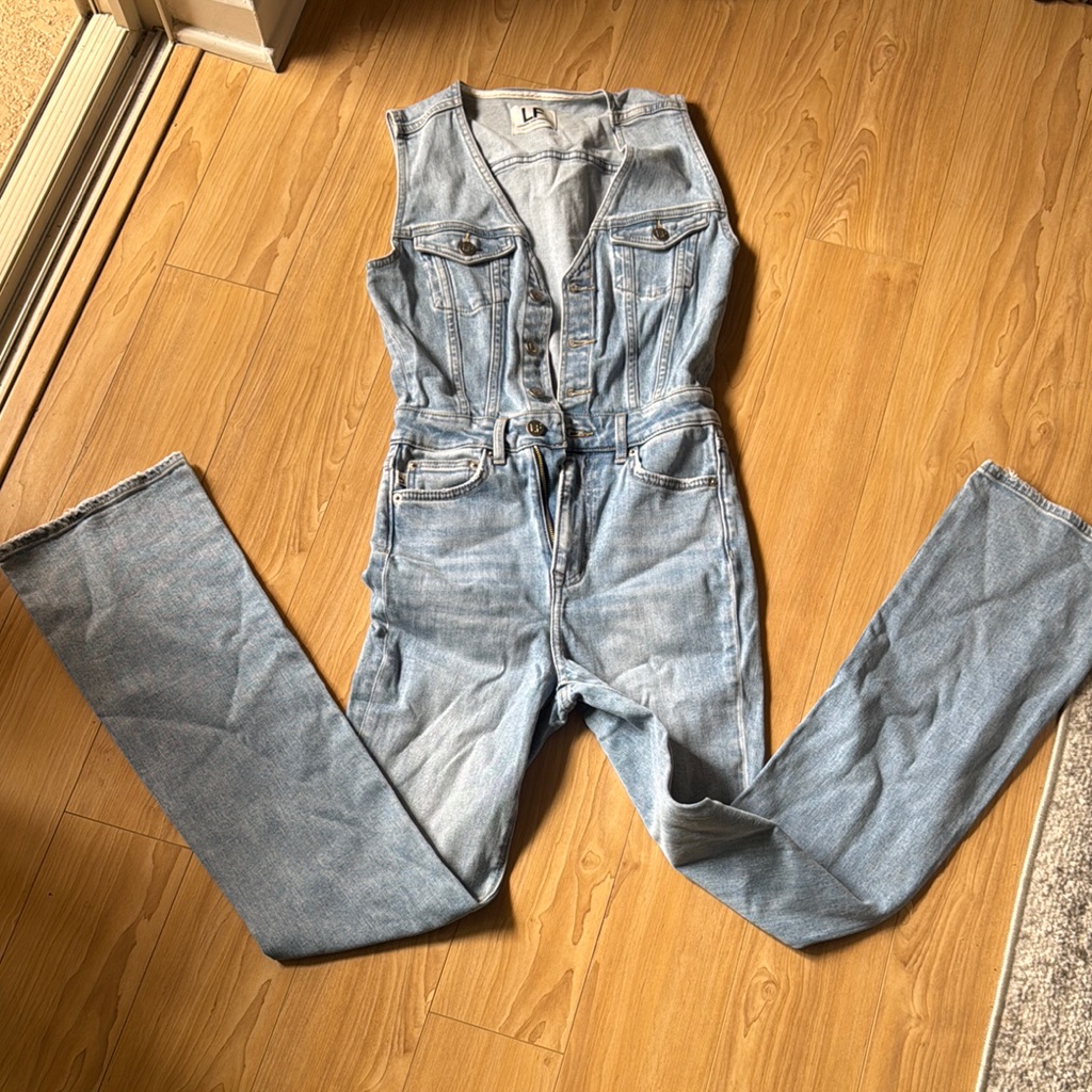 Lovers + Friends Light Wash Denim Jumpsuit